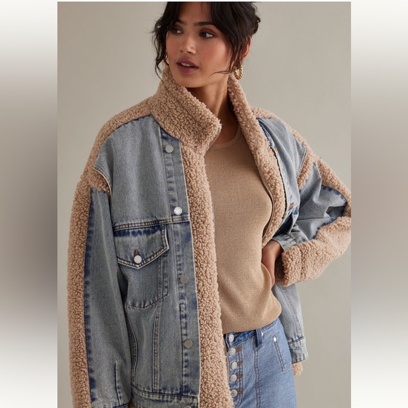 BLANKNYC FUZZY WUZZY SHERPA DENIM JACKET for ANTHROPOLOGIE - Picture 2 of 7